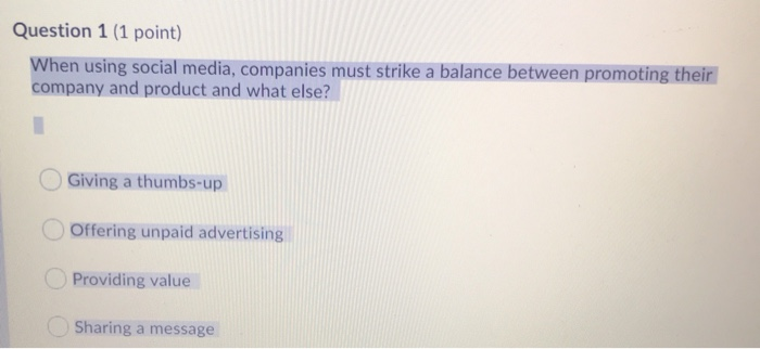 Solved Question 1 (1 point) When using social media, | Chegg.com