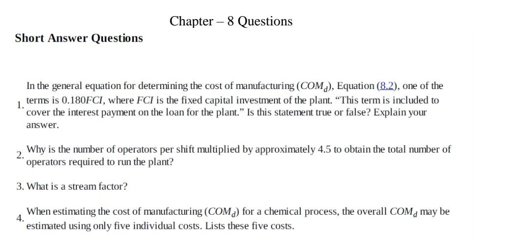 Solved Chapter - 8 Questions Short Answer Questions In the | Chegg.com