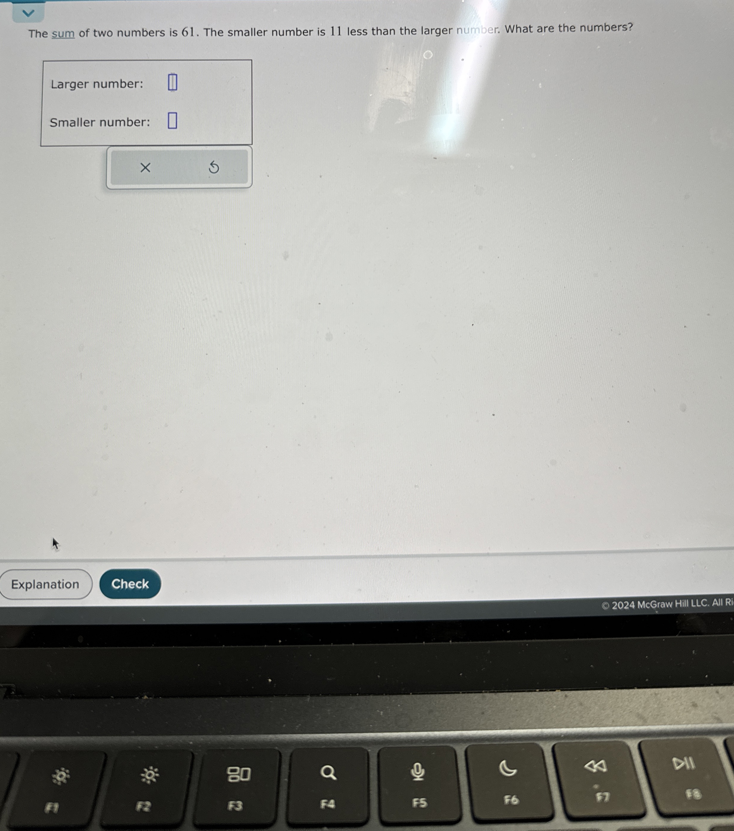Solved The sum of two numbers is 61 . ﻿The smaller number is | Chegg.com