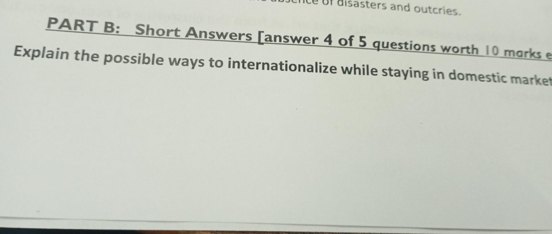 PART B: Short Answers [answer 4 Of 5 Questions Worth | Chegg.com