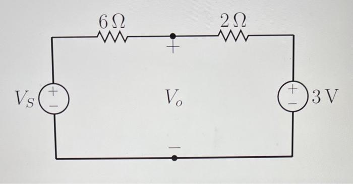 Solved for the circuit below Vs=9V, find the voltage | Chegg.com