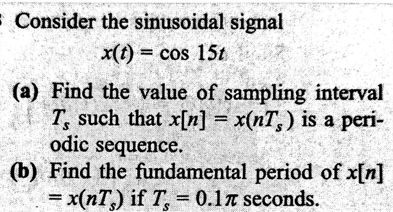 Solved Consider the sinusoidal signal X(t) = cos 15t (a)