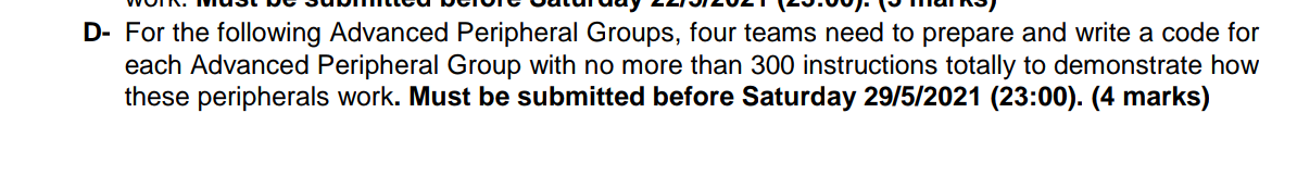 Solved D- For the following Advanced Peripheral Groups, four | Chegg.com