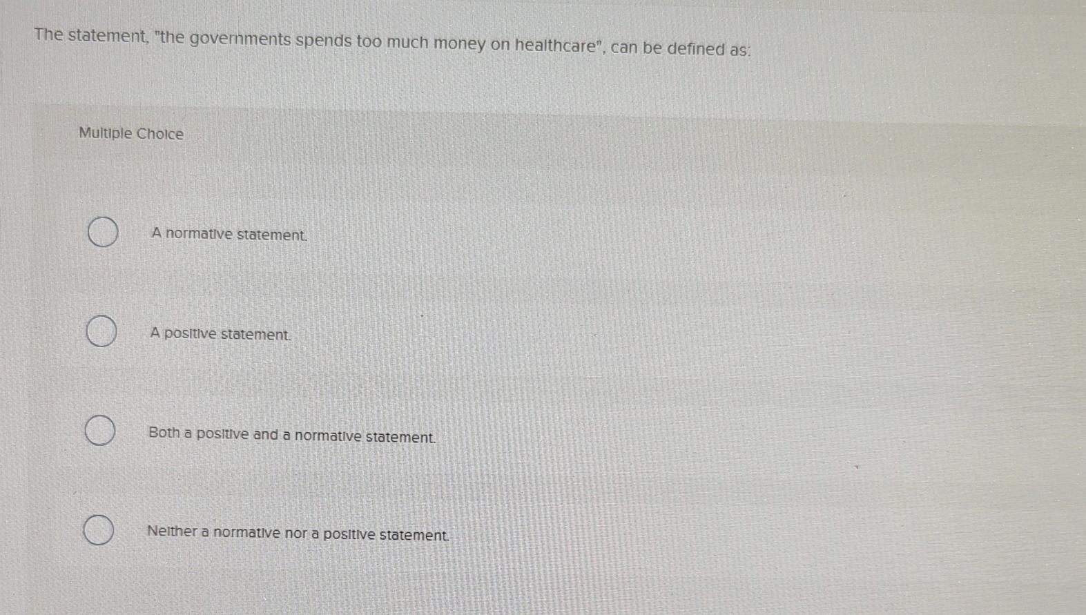 Solved The statement, "the governments spends too much money | Chegg.com