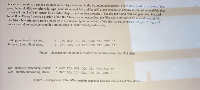 Solved Sickle-cell anemia is a genetic disorder caused by a | Chegg.com