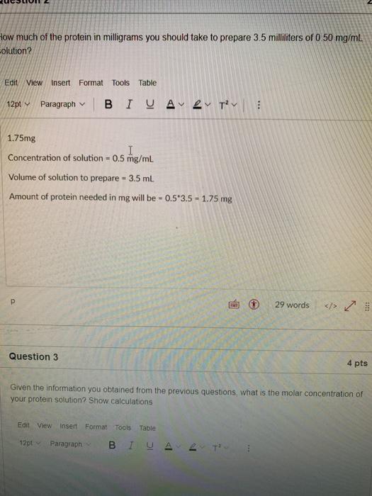 Solved How much of the protein in milligrams you should take
