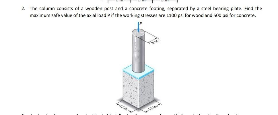 Solved The column consists of a wooden post and a concrete | Chegg.com