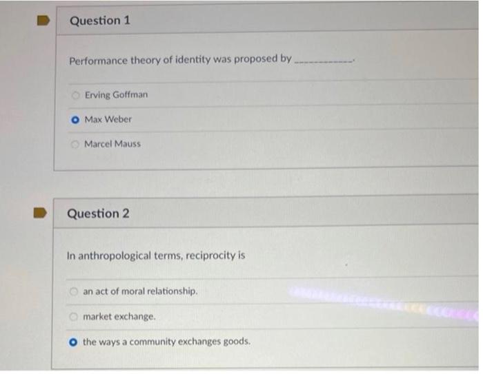 Performance theory of identity was proposed by Erving | Chegg.com