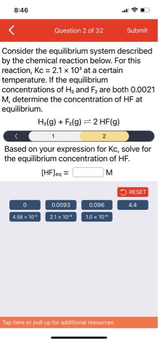 Solved Consider The Equilibrium System Described By The 7505