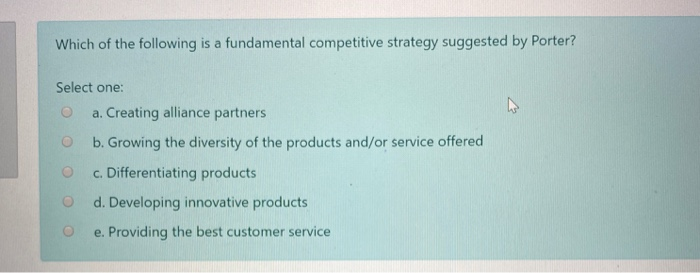 Solved Which of the following is a fundamental competitive | Chegg.com