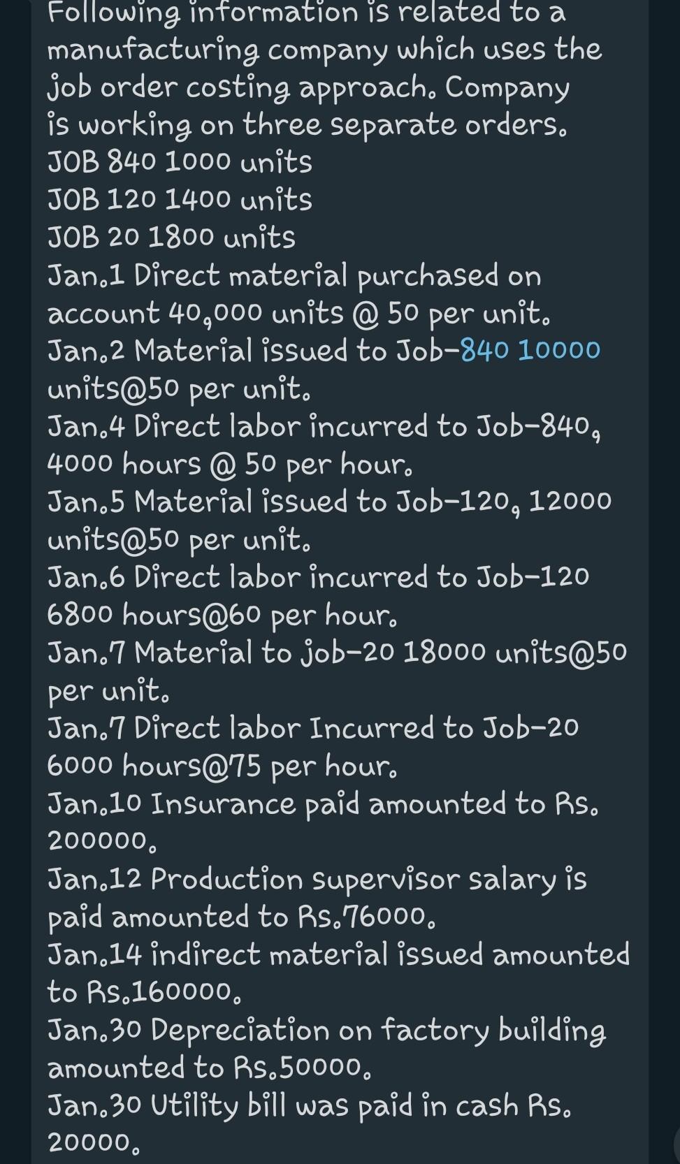 Solved Following information is related to a manufacturing | Chegg.com