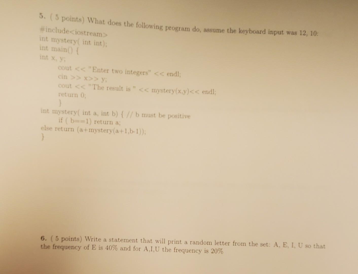 Solved 5. (5 points) What does the following program do, | Chegg.com
