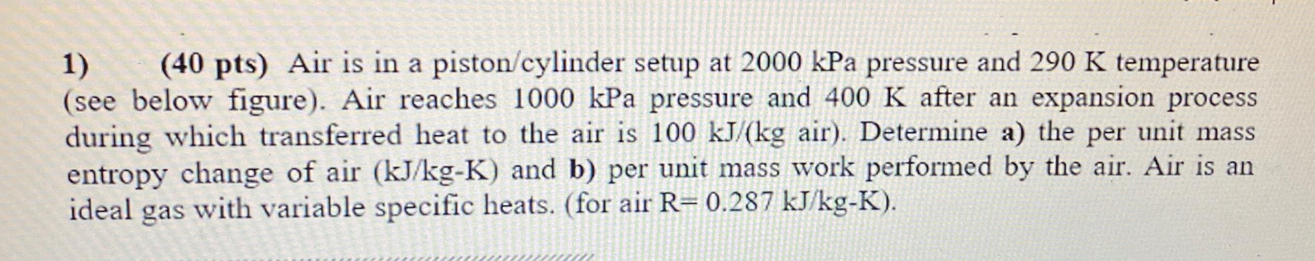 Air is in a piston/cylinder setup at 2000kPa pressure | Chegg.com