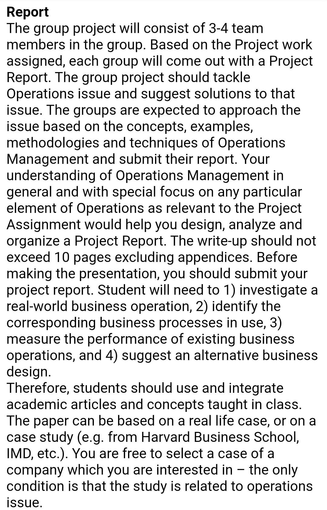 Solved Report The group project will consist of 3-4 team | Chegg.com