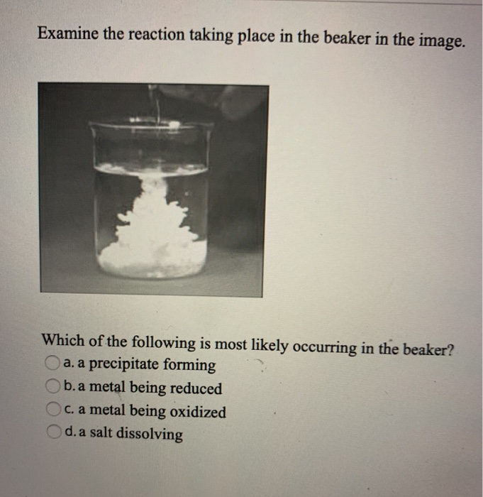 Solved Examine The Reaction Taking Place In The Beaker In | Chegg.com