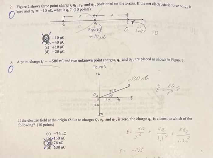 Solved 2 Figure 2 Shows Three Point Charges Q1 Q2 And Q3