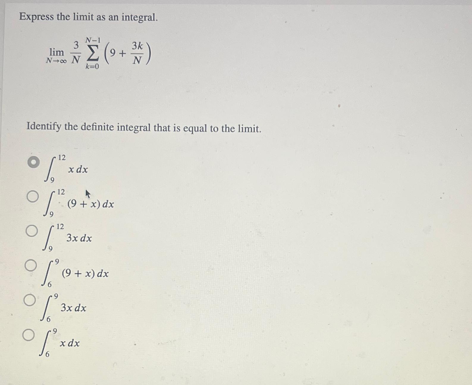 Solved Express the limit as an | Chegg.com