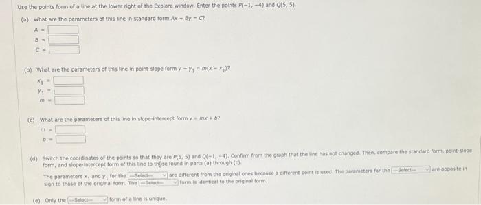 Solved Use the points form of a line at the lower right of | Chegg.com
