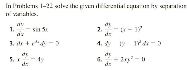 Solved In Problems 1−22 solve the given differential | Chegg.com