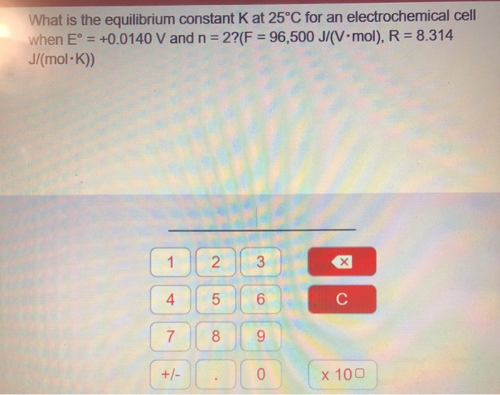 Solved What is the equilibrium constant K at 25°C for an