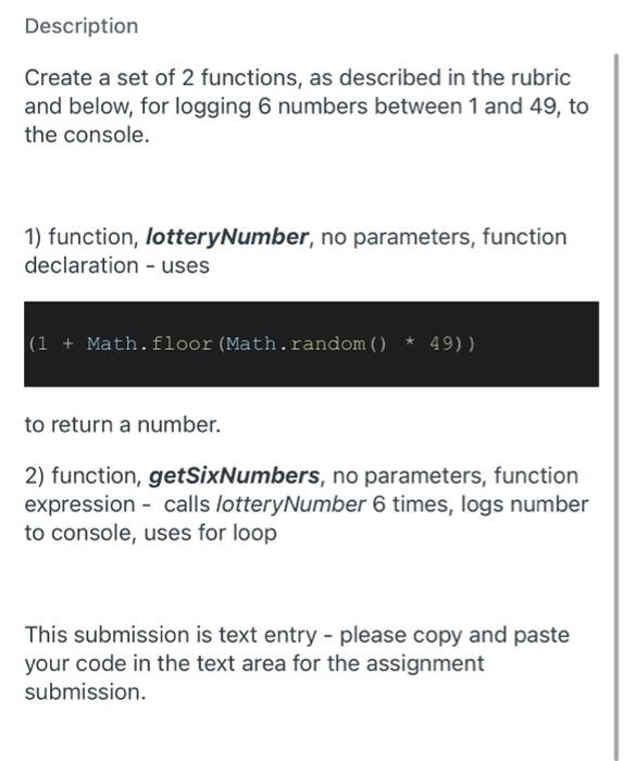 Description Create a set of 2 functions, as described | Chegg.com