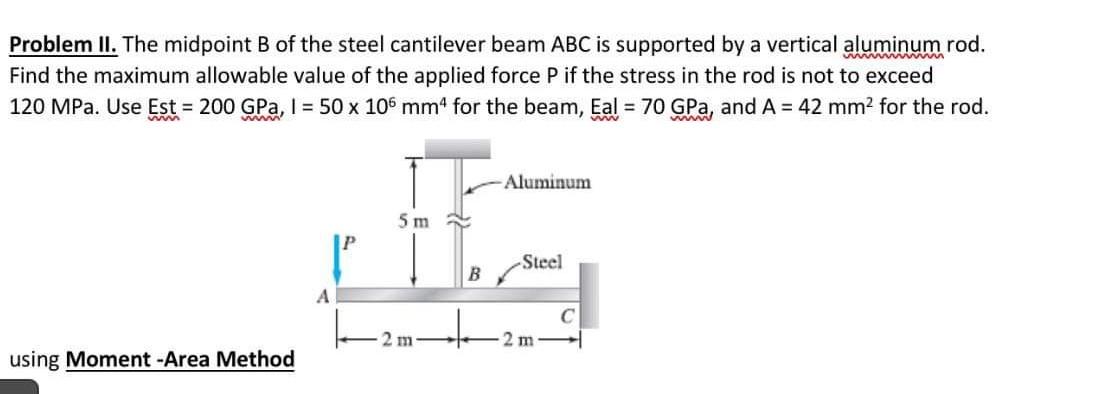 Solved Problem II. The midpoint B of the steel cantilever | Chegg.com