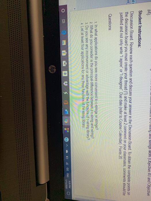 ILU OLSU au suinigs Work (Objective #3 and Objective Student Instructions: Discussion Board. Review each question and discuss
