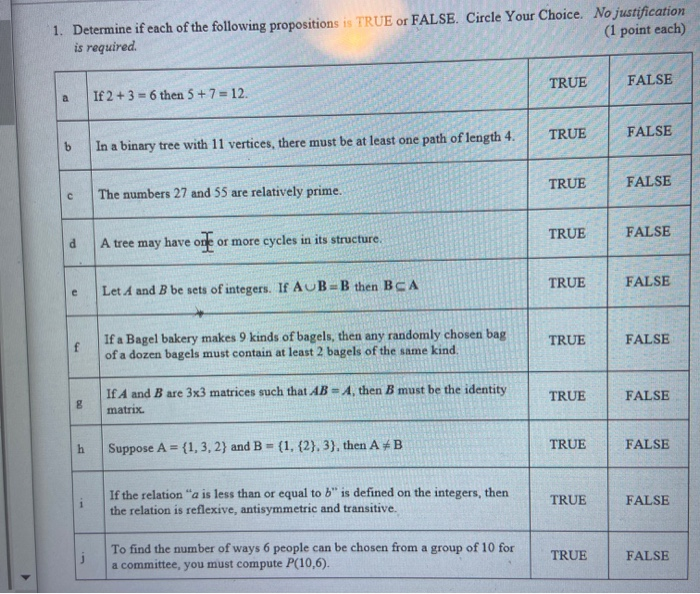 Solved 1. Determine If Each Of The Following Propositions Is | Chegg.com