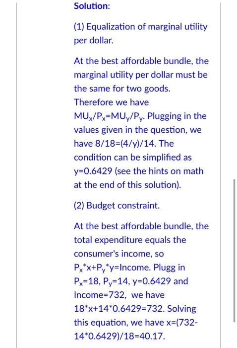 Solved Suppose A Consumer's Preferences Are Represented By | Chegg.com