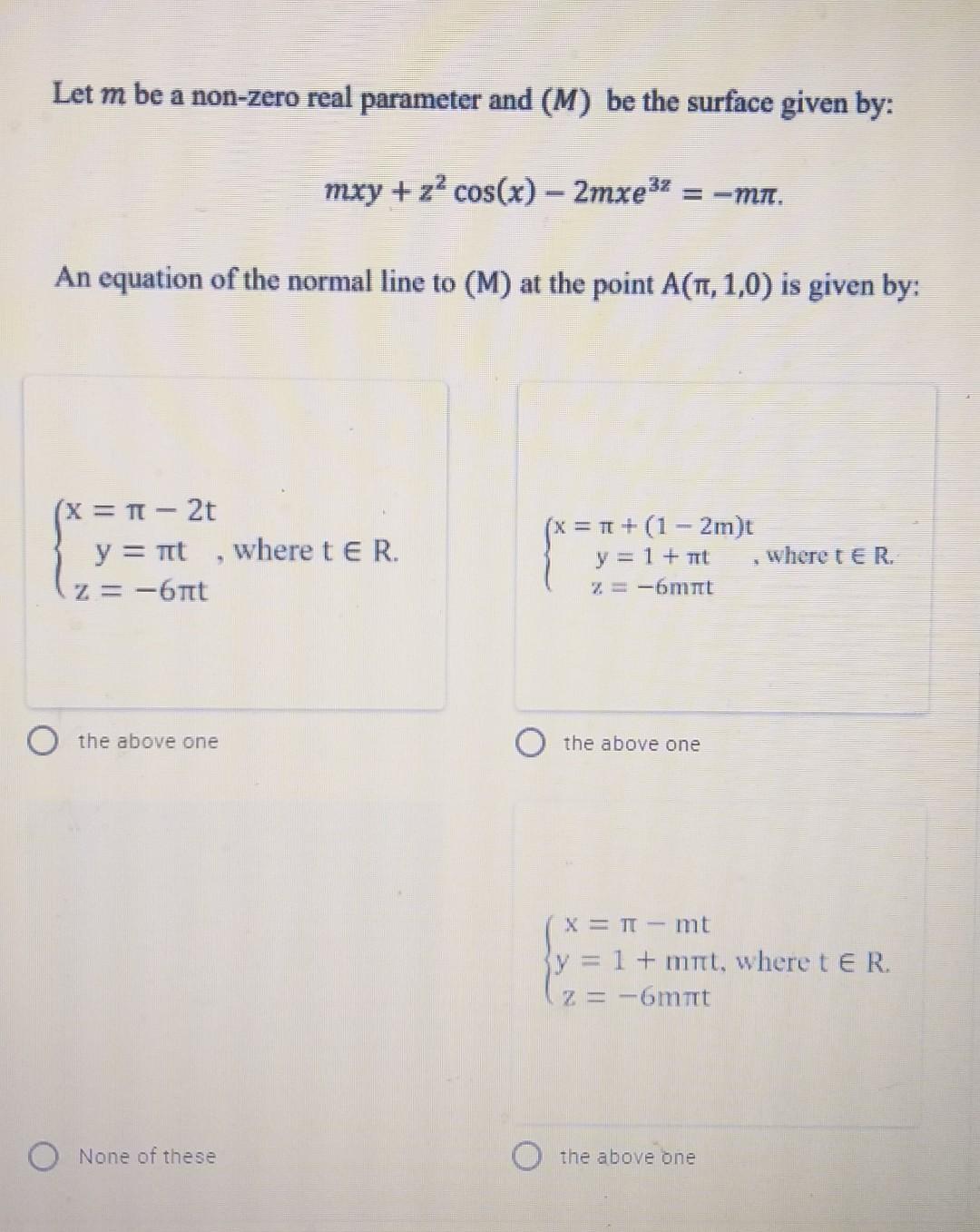 Solved Let m be a non-zero real parameter and (M) be the | Chegg.com