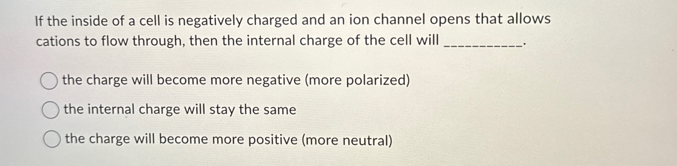 Solved If the inside of a cell is negatively charged and an | Chegg.com