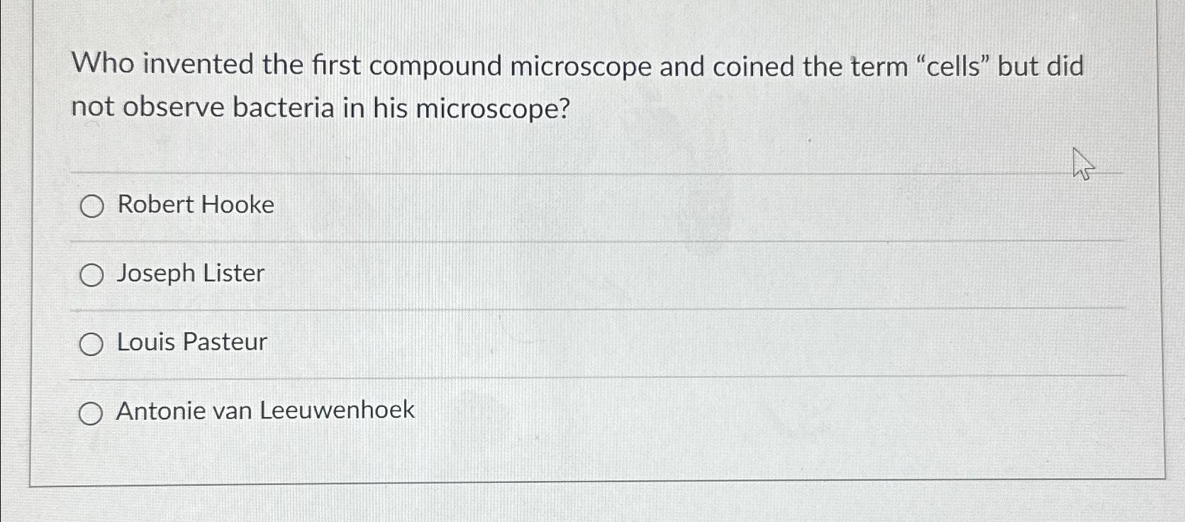 Solved Who invented the first compound microscope and coined