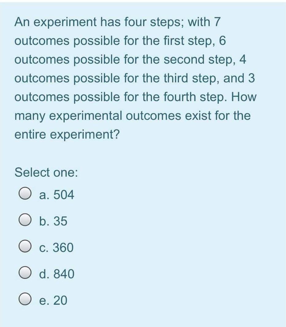 an experiment results in four possible outcomes