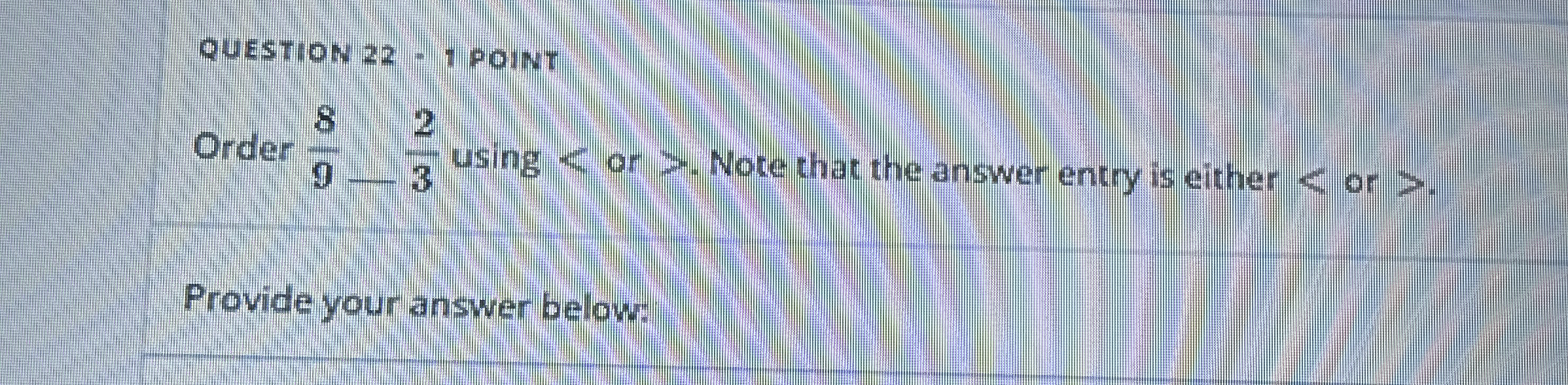 Solved QUESTION 22 - 1 ﻿POINTOrder 89-23 ﻿using . | Chegg.com