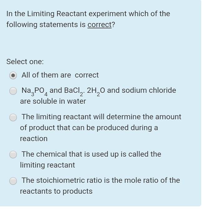 Solved In limiting reactant experiment, when measuring then