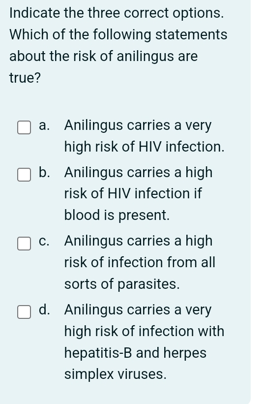 Solved Indicate the three correct options. Which of the | Chegg.com
