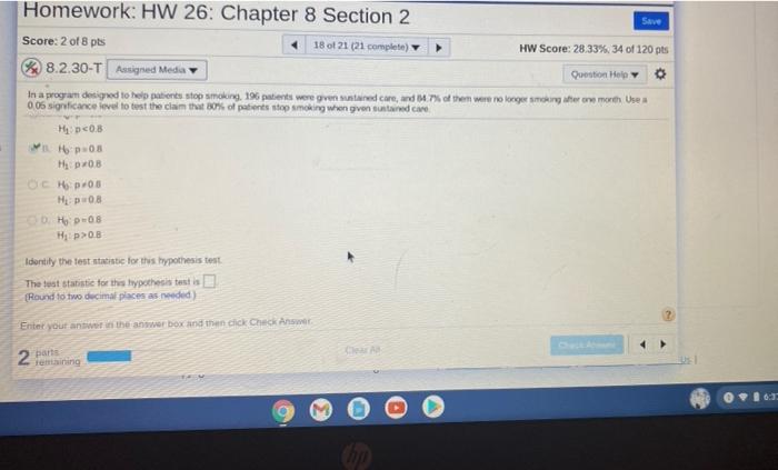 Solved Save Homework: HW 26: Chapter 8 Section 2 Score: 1 of | Chegg.com