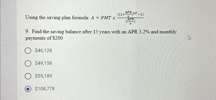 Solved Using the saving plan formula: | Chegg.com