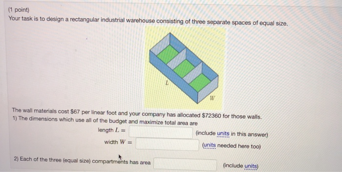 Solved (1 point) Your task is to design a rectangular | Chegg.com