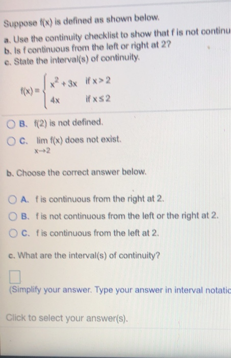 Solved Suppose F X Is Defined As Shown Below A Use The