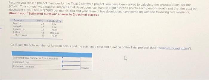 Solved Assume you are the project manager for the Tidal 2 | Chegg.com