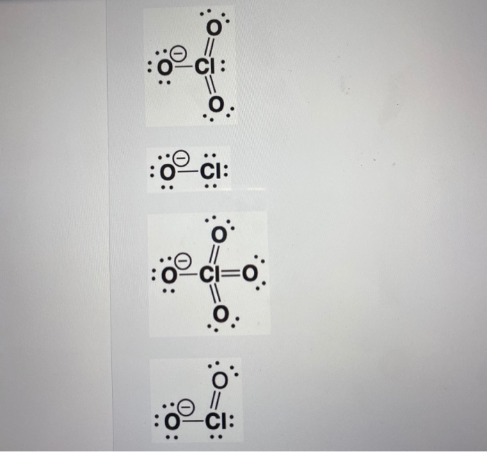 Solved Below are the chlorinebased oxyanions hypochlorite,