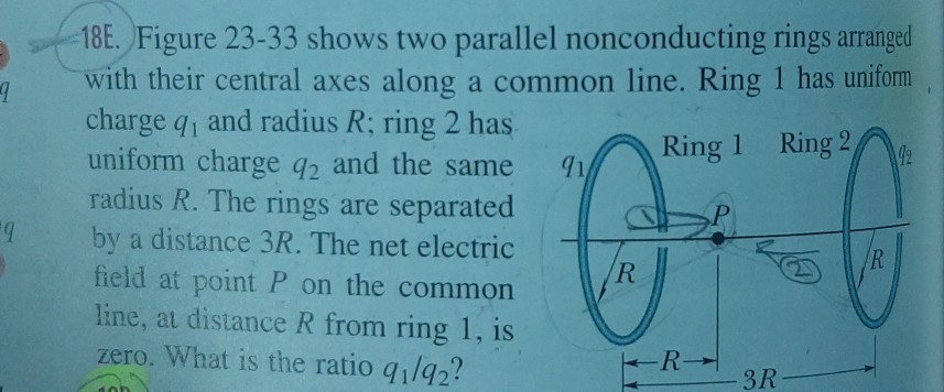 Solved 2 Ring 1 42 18E. Figure 23-33 shows two parallel | Chegg.com