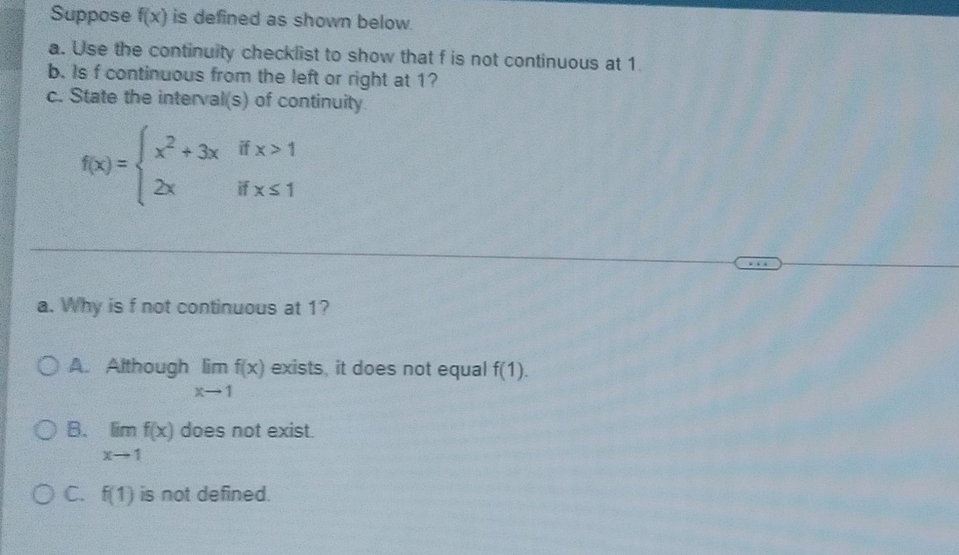 Solved Suppose F X Is Defined As Shown Below A Use The