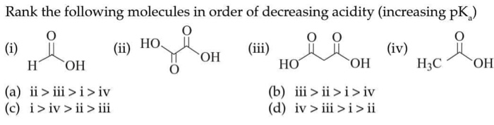 Solved Rank the following molecules in order of decreasing | Chegg.com