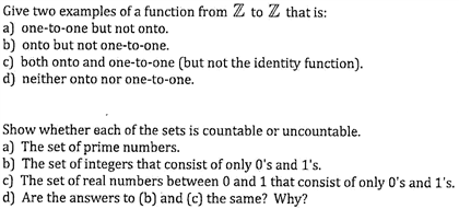 Solved Give Two Examples Of A Function From Z To Z That I Chegg Com