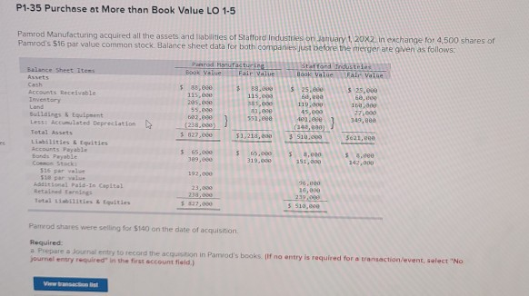 Solved prepare a journal entry to record the acquisition in | Chegg.com