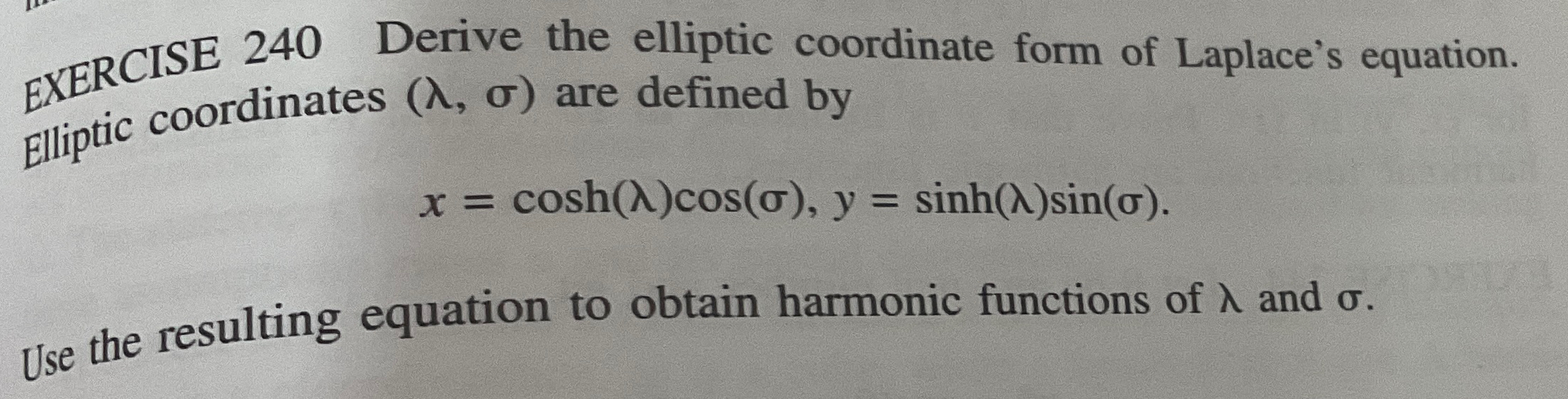 Solved EXERCISE 240 ﻿Derive the elliptic coordinate form of | Chegg.com