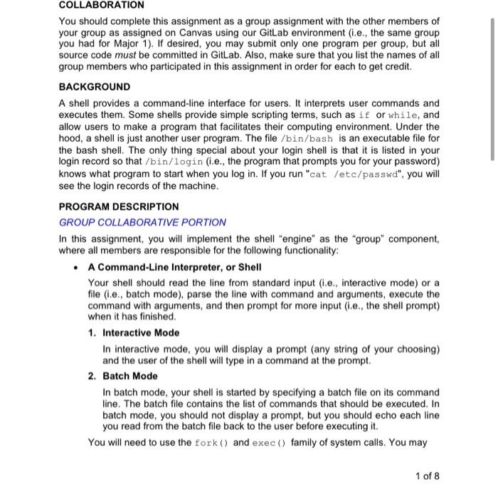 Solved COLLABORATION You should complete this assignment as