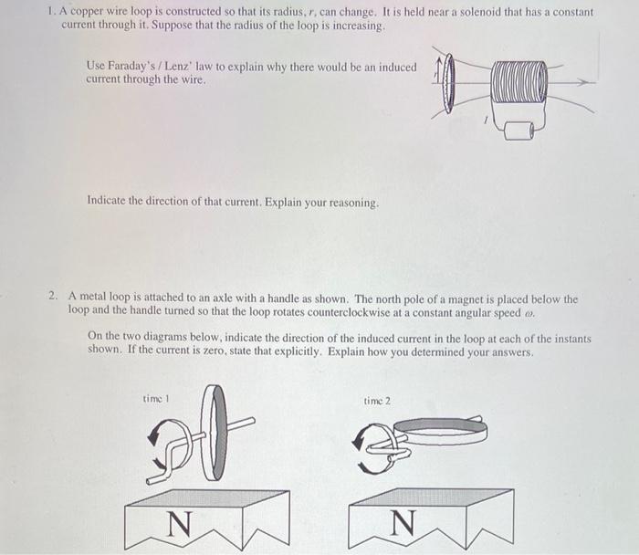 1. A copper wire loop is constructed so that its | Chegg.com